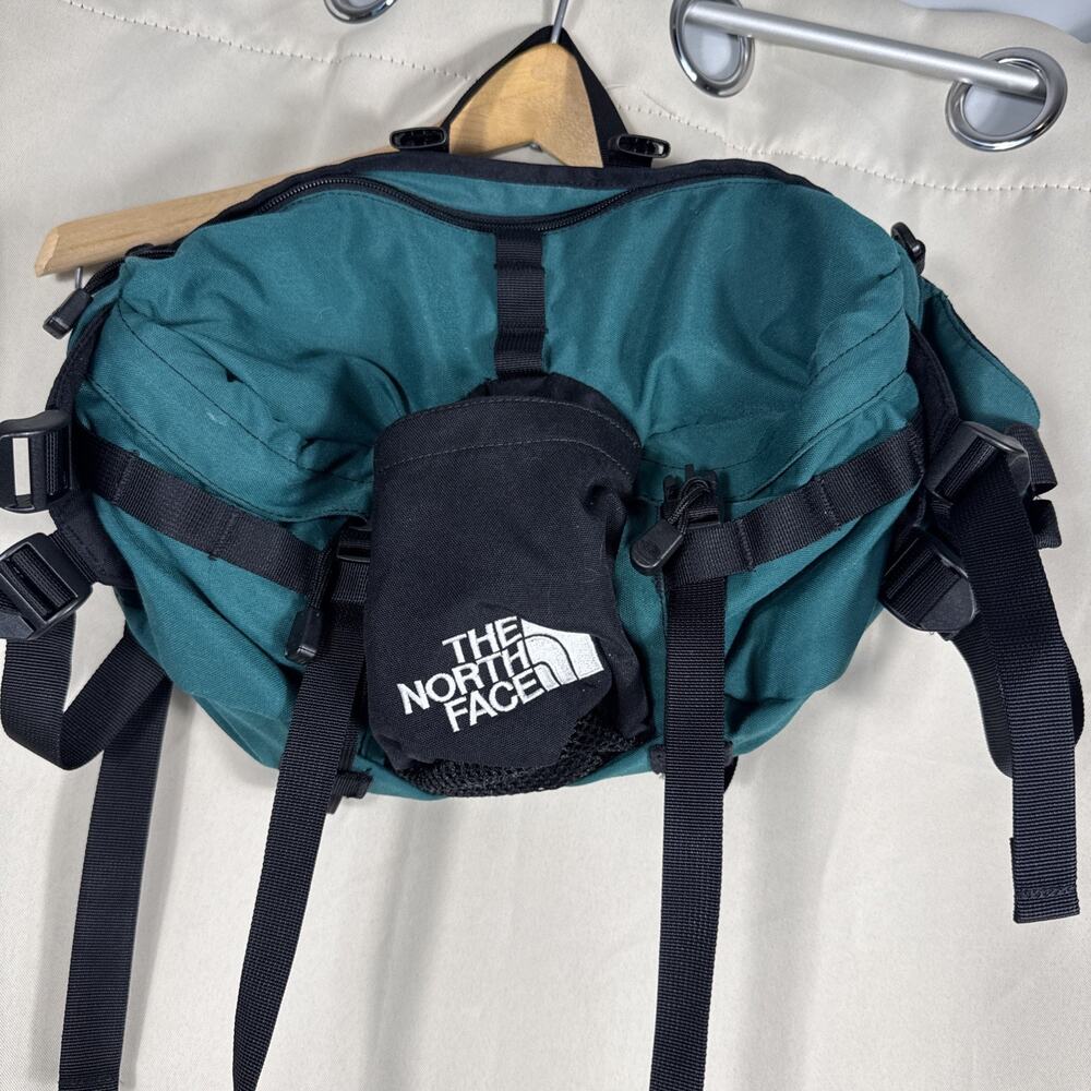 Vintage The North Face Lumbar Waist Pack Teal Black Hiking Bag gorpcore Utility